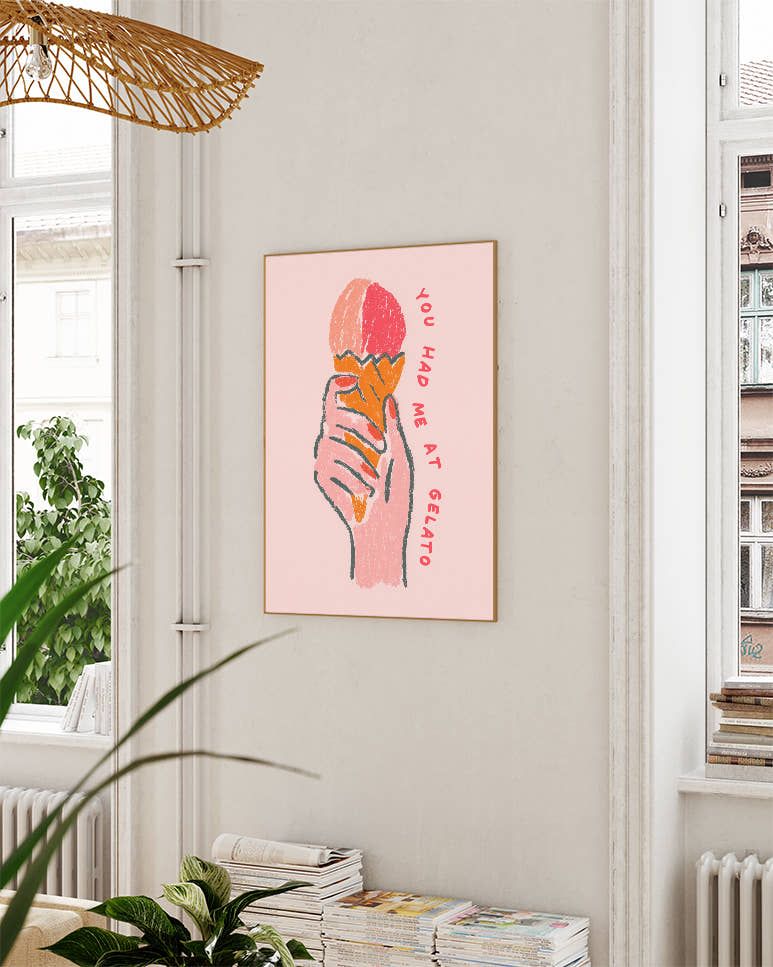 Gelato Poster – You Had Me At Gelato Poster – FineArt Wandbild, moderne Kunst &amp; Fine Art Print von Spawnd, handgefertigt &amp; Made in Germany