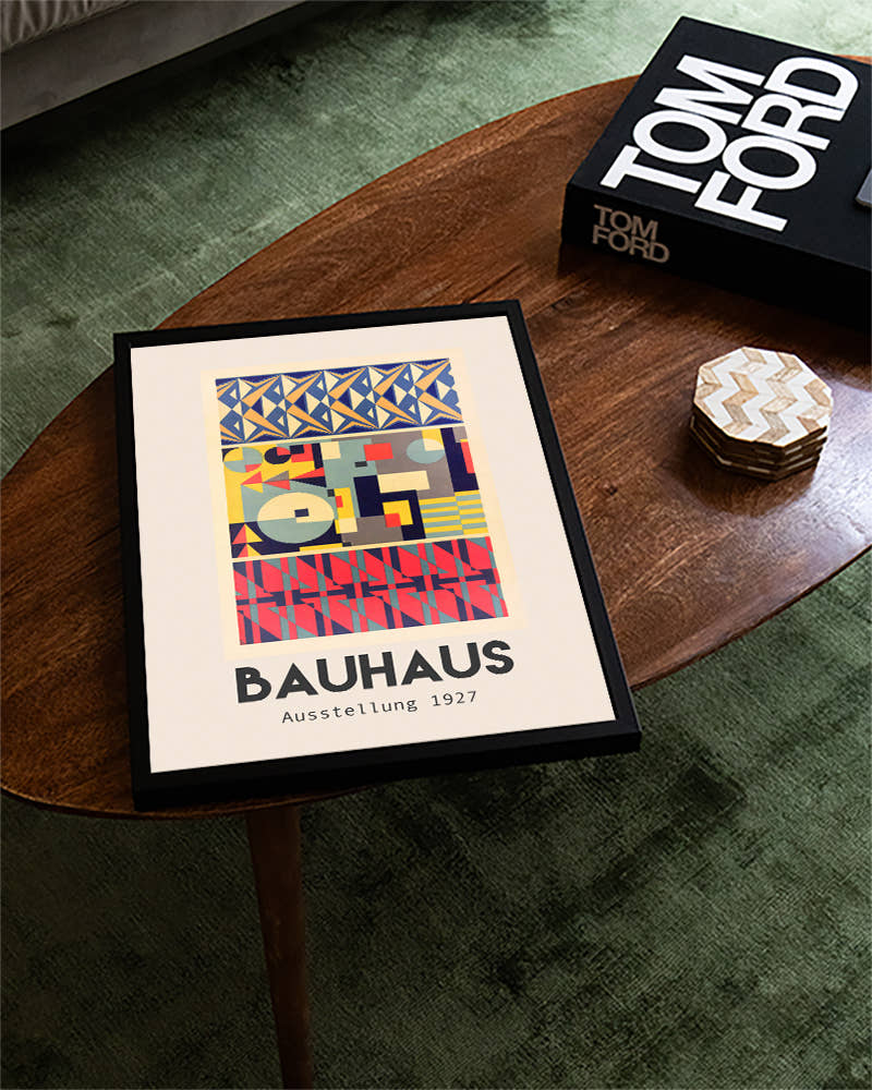 Geometrisches Bauhaus Muster Poster – Ausstellung 1927 Poster – FineArt Wandbild, moderne Kunst &amp; Fine Art Print von Spawnd, handgefertigt &amp; Made in Germany