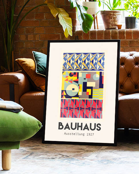 Geometrisches Bauhaus Muster Poster – Ausstellung 1927 Poster – FineArt Wandbild, moderne Kunst &amp; Fine Art Print von Spawnd, handgefertigt &amp; Made in Germany