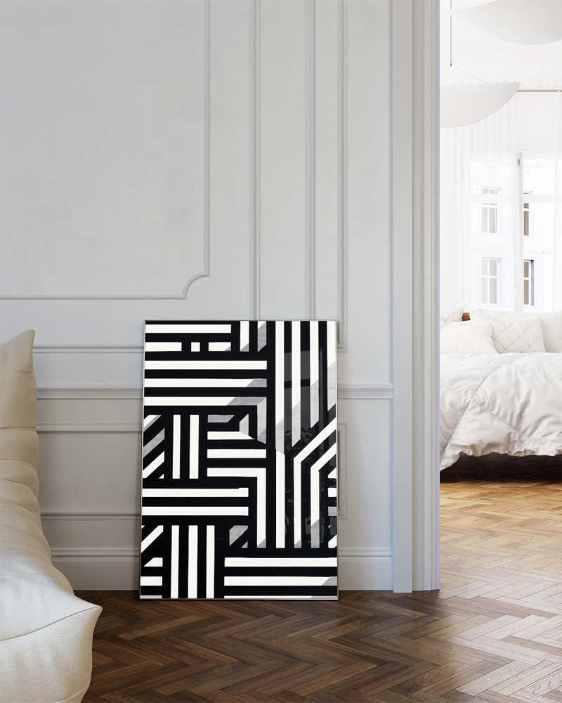 Geometrisches Schwarz Weiß Design Poster – Balanced Form Poster – FineArt Wandbild, moderne Kunst & Fine Art Print von Spawnd, handgefertigt & Made in Germany
