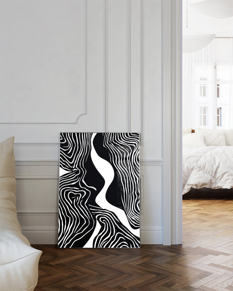 Geometrisches Schwarz Weiß Design Poster – Mono Balancepoint Poster – FineArt Wandbild, moderne Kunst & Fine Art Print von Spawnd, handgefertigt & Made in Germany