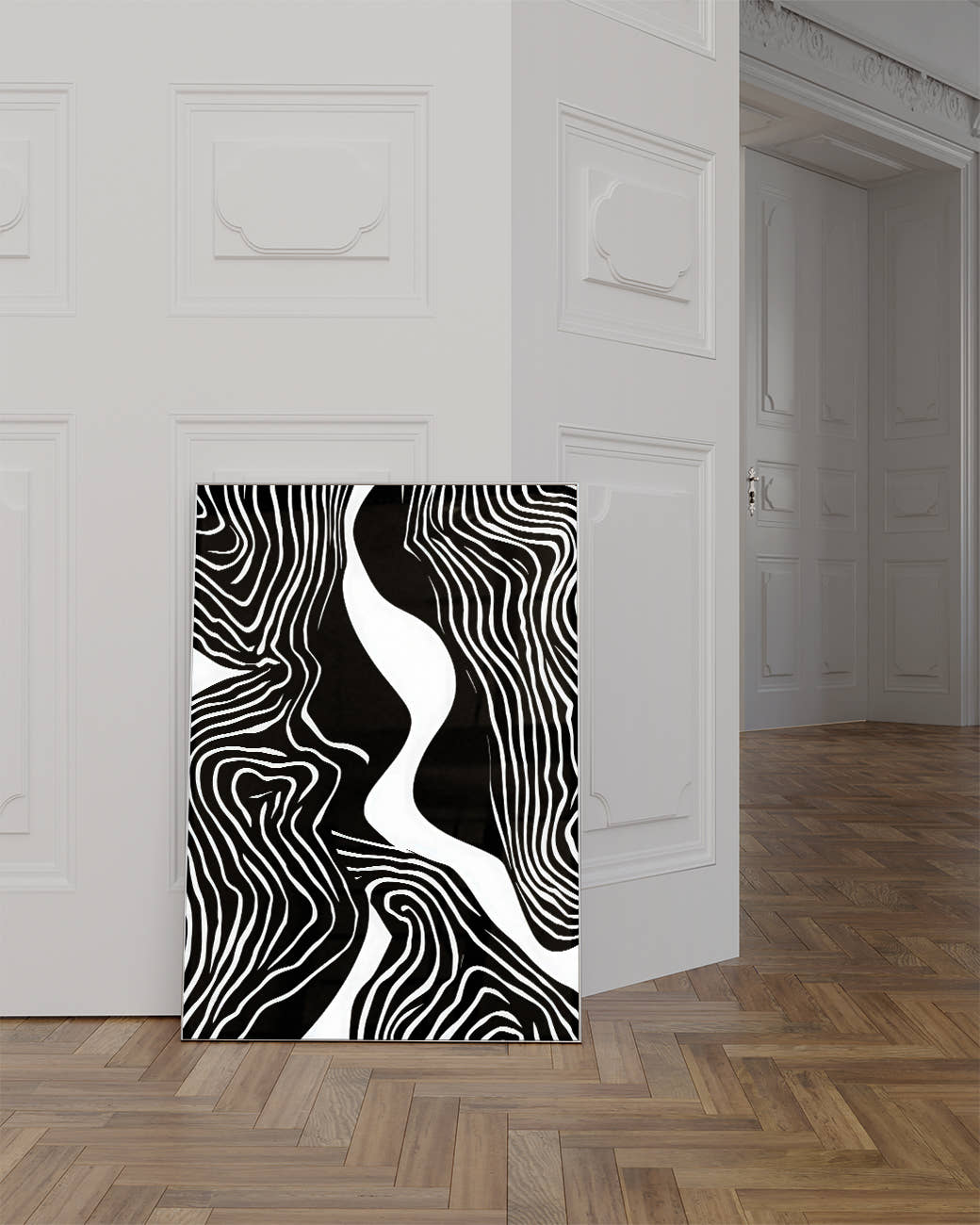 Geometrisches Schwarz Weiß Design Poster – Mono Balancepoint Poster – FineArt Wandbild, moderne Kunst &amp; Fine Art Print von Spawnd, handgefertigt &amp; Made in Germany