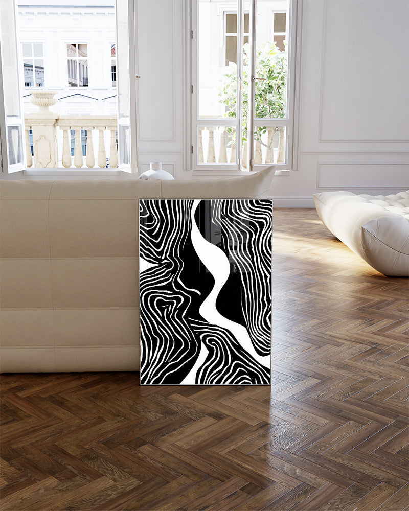 Geometrisches Schwarz Weiß Design Poster – Mono Balancepoint Poster – FineArt Wandbild, moderne Kunst & Fine Art Print von Spawnd, handgefertigt & Made in Germany