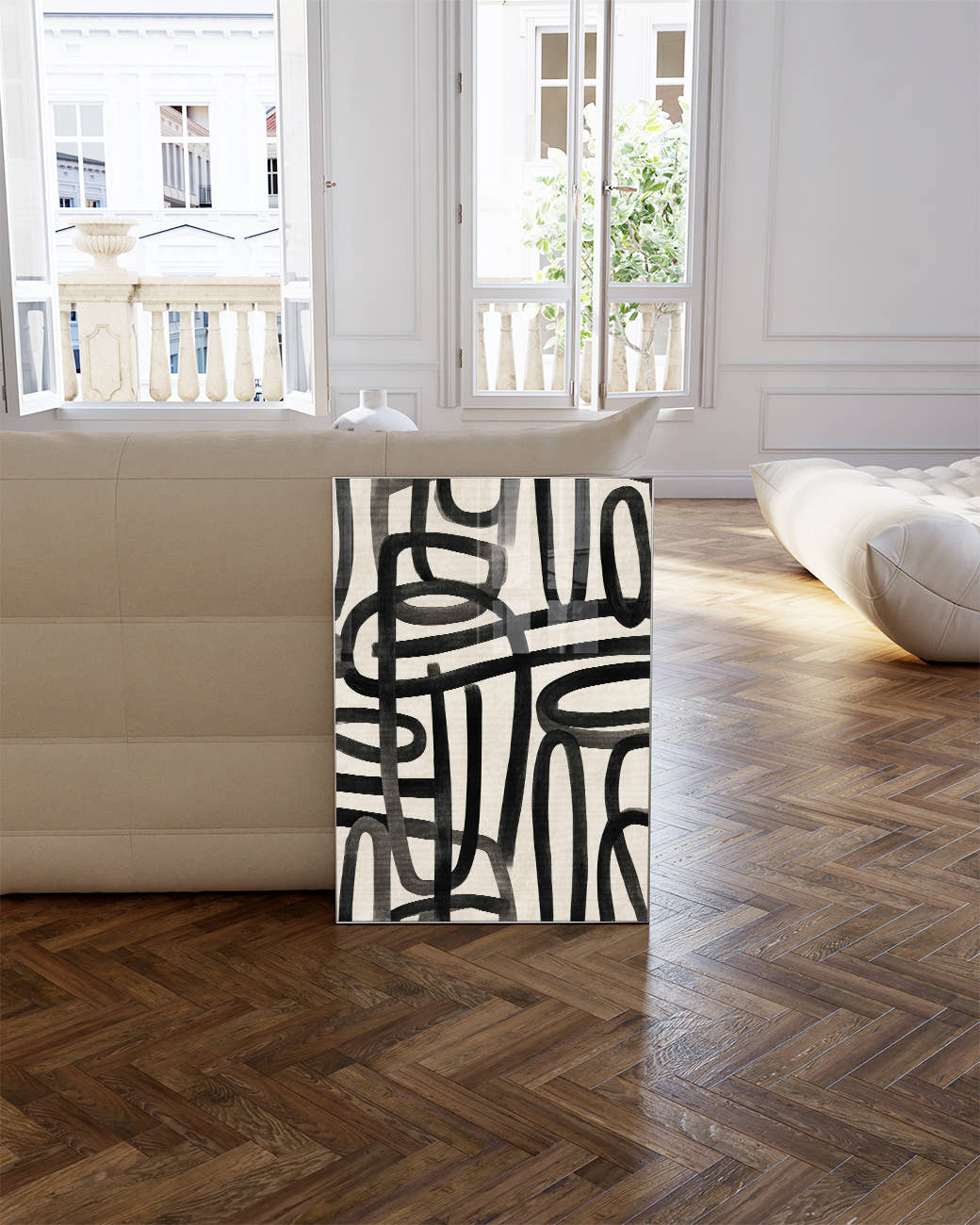 Geometrisches Schwarz Weiß Linien Poster – Inner Tension Poster – FineArt Wandbild, moderne Kunst &amp; Fine Art Print von Spawnd, handgefertigt &amp; Made in Germany
