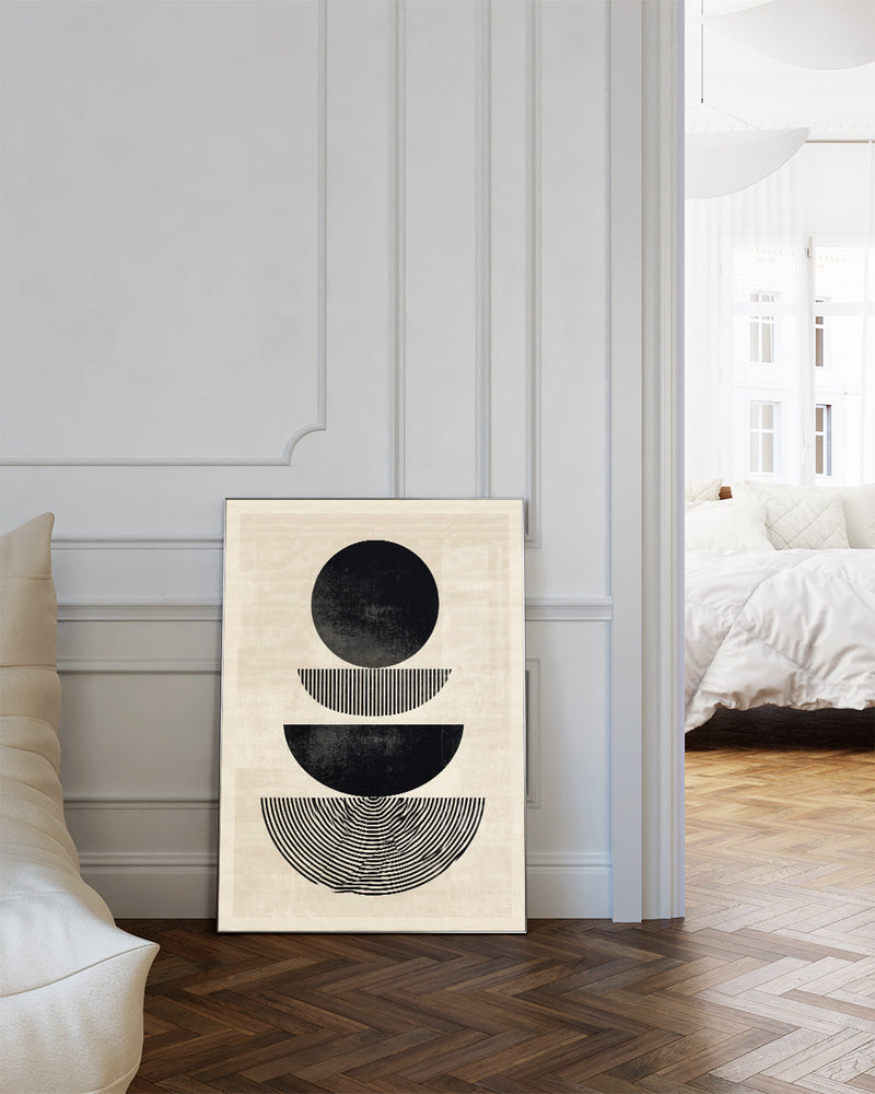 Geometrisches Schwarz Weiß Poster modern – Mono Depth Poster – FineArt Wandbild, moderne Kunst & Fine Art Print von Spawnd, handgefertigt & Made in Germany