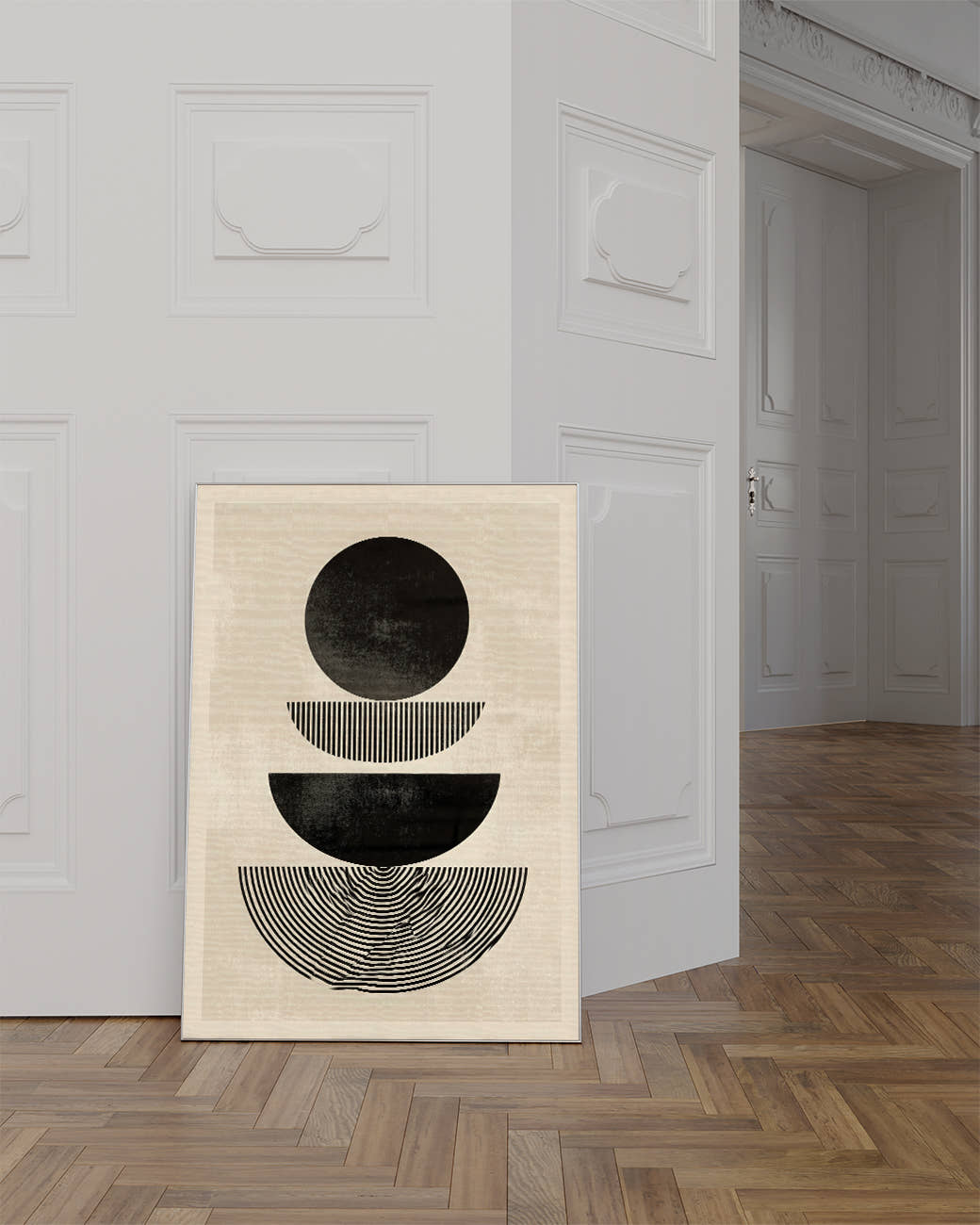 Geometrisches Schwarz Weiß Poster modern – Mono Depth Poster – FineArt Wandbild, moderne Kunst &amp; Fine Art Print von Spawnd, handgefertigt &amp; Made in Germany