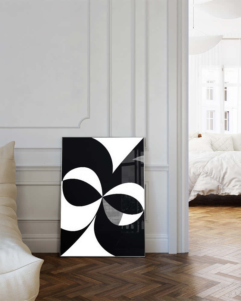Geometrisches Schwarz Weiß Poster modern – Mono Gradient Poster – FineArt Wandbild, moderne Kunst & Fine Art Print von Spawnd, handgefertigt & Made in Germany