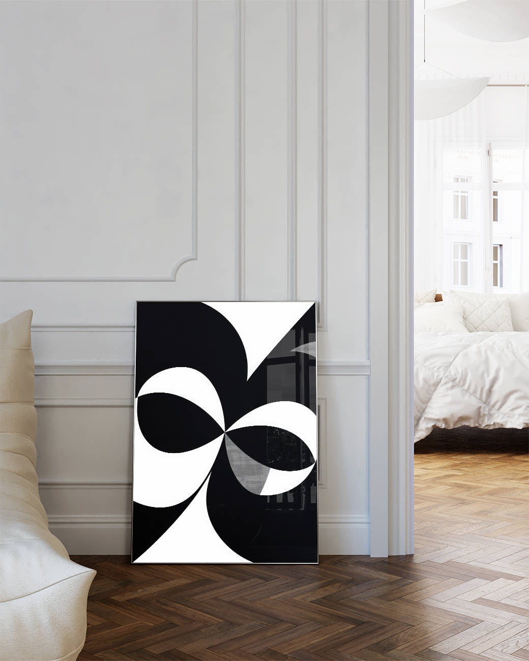 Geometrisches Schwarz Weiß Poster modern – Mono Gradient Poster – FineArt Wandbild, moderne Kunst &amp; Fine Art Print von Spawnd, handgefertigt &amp; Made in Germany