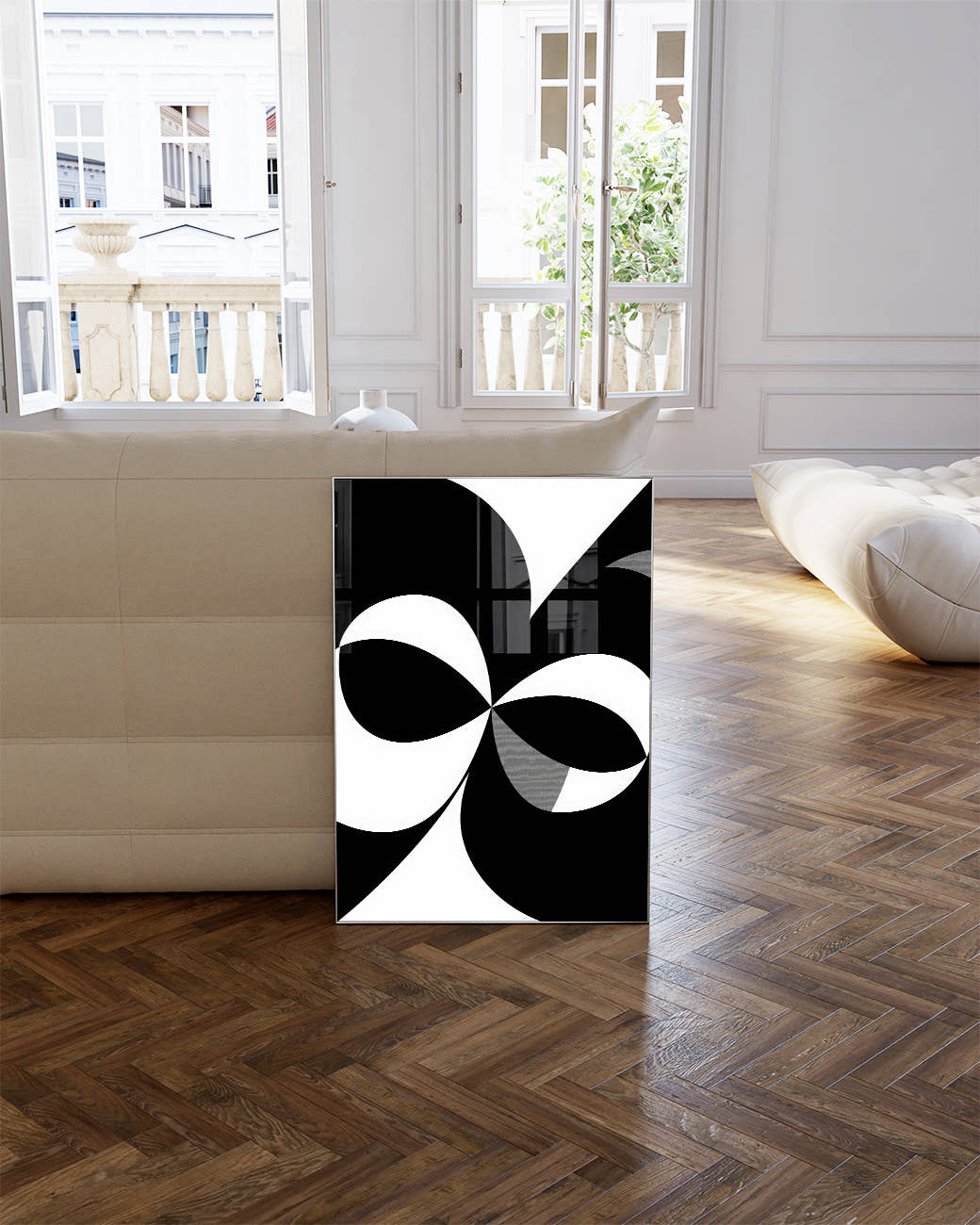 Geometrisches Schwarz Weiß Poster modern – Mono Gradient Poster – FineArt Wandbild, moderne Kunst &amp; Fine Art Print von Spawnd, handgefertigt &amp; Made in Germany