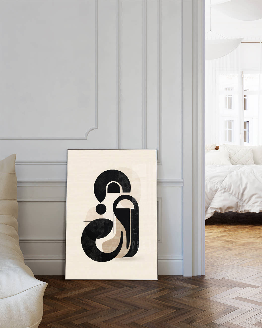 Geometrisches Schwarz Weiß Poster modern – Mono Swell Poster – FineArt Wandbild, moderne Kunst &amp; Fine Art Print von Spawnd, handgefertigt &amp; Made in Germany