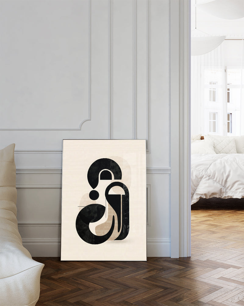 Geometrisches Schwarz Weiß Poster modern – Mono Swell Poster – FineArt Wandbild, moderne Kunst & Fine Art Print von Spawnd, handgefertigt & Made in Germany