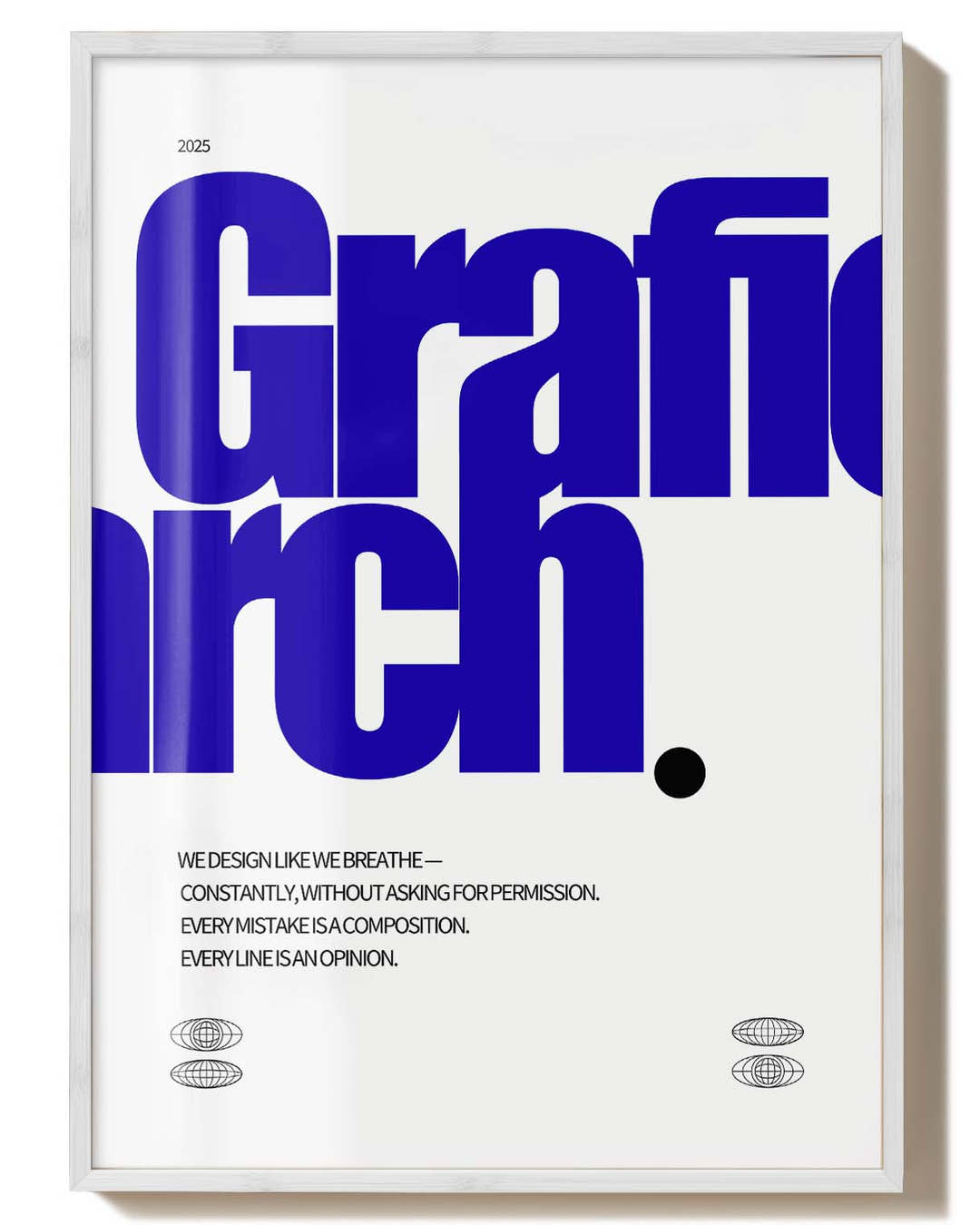 Typografie Poster Grafic Arch in Blau mit weißem Rahmen – Spawnd® FineArt Print mit architektonischem Design für stilvolle Räume.