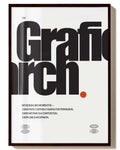 Spawnd® Grafic Arch Poster in Schwarz mit rotem Punkt im dunklen Holzrahmen – minimalistischer FineArt Print für moderne Wohnräume.