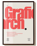 Grafic Arch | Typografie Poster – Spawnd® mit kräftiger roter Typografie im schwarzen Rahmen. Stilvolles FineArt-Print für modernes Interior Design.