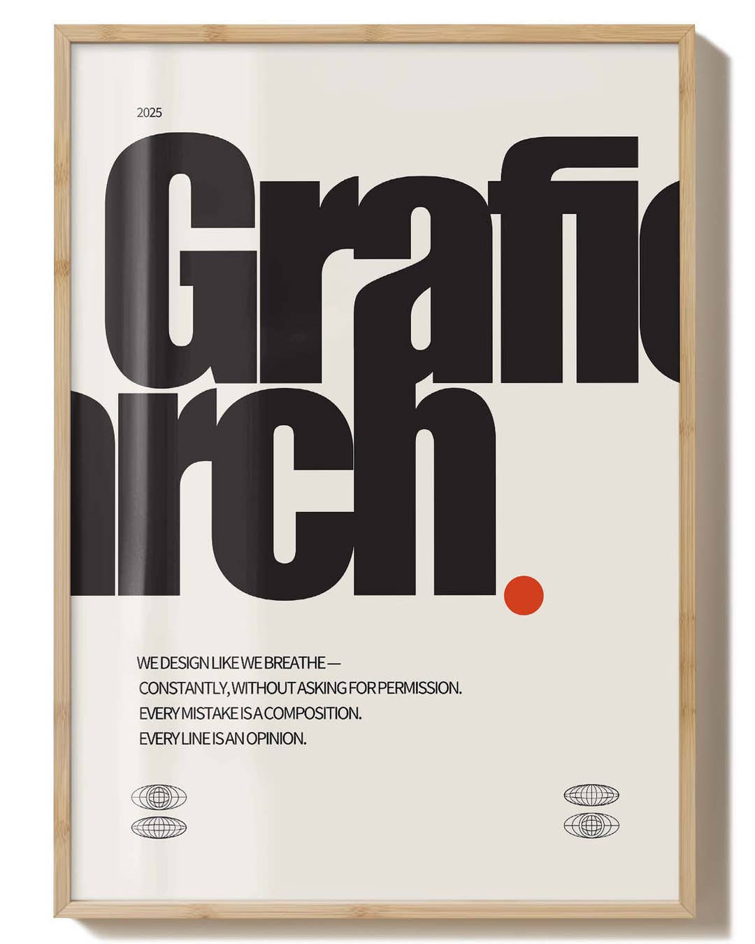 Grafic Arch | Typografie Poster – Spawnd® im Holzrahmen mit schwarzer Schrift. Grafisches Poster für stilvolle Einrichtung im Home &amp; Garden Bereich.