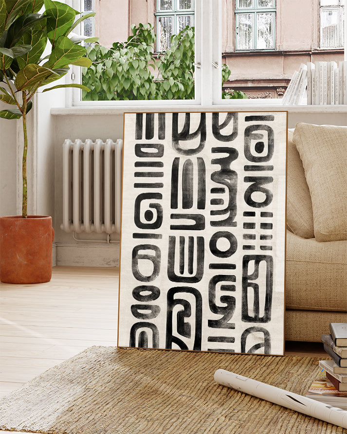 Grafisches Linien Poster Schwarz Weiß – Visual Overlap Poster – FineArt Wandbild, moderne Kunst & Fine Art Print von Spawnd, handgefertigt & Made in Germany