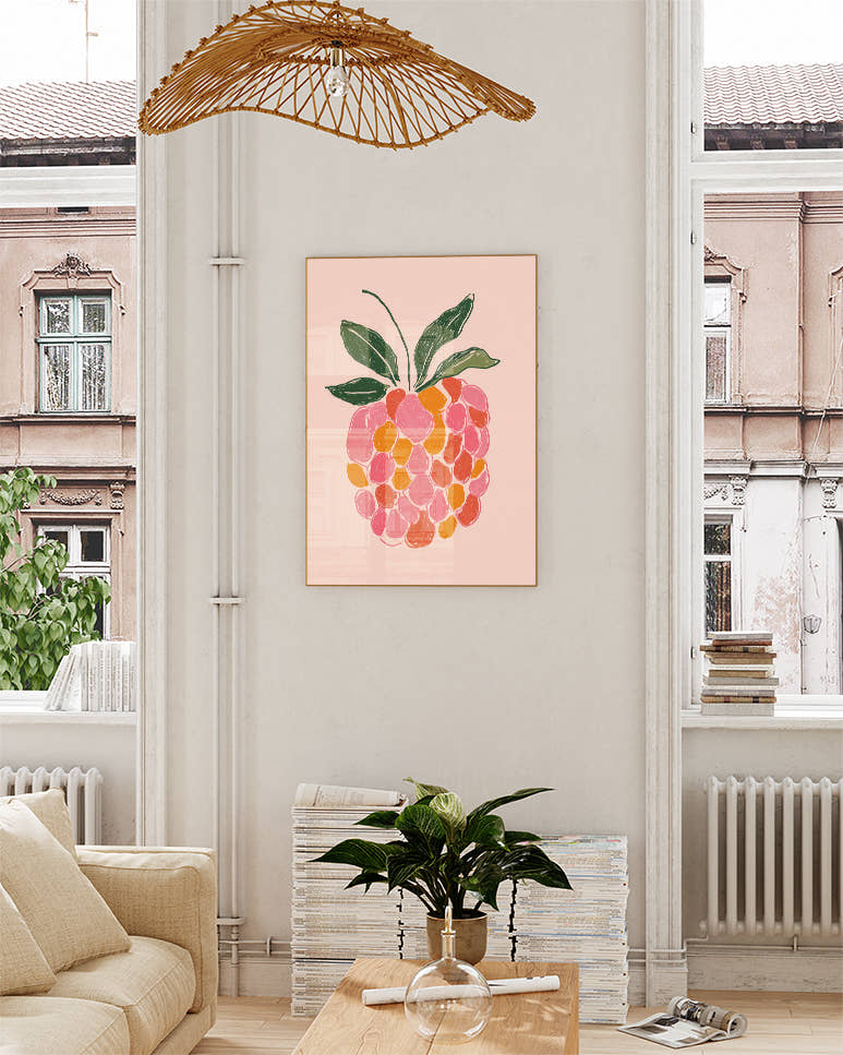 Himbeere Illustration Poster – Sweet Raspberry Poster – FineArt Wandbild, moderne Kunst &amp; Fine Art Print von Spawnd, handgefertigt &amp; Made in Germany
