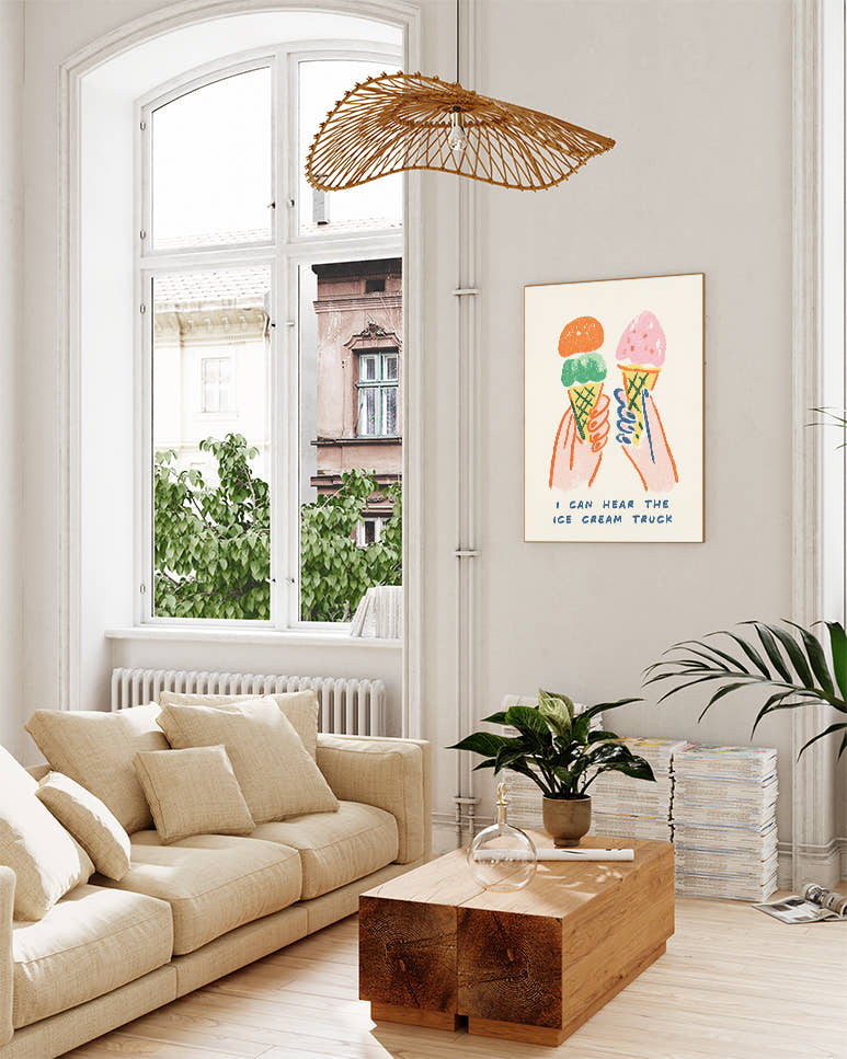 Illustrations Poster – Ice Cream Time Poster – FineArt Wandbild, moderne Kunst &amp; Fine Art Print von Spawnd, handgefertigt &amp; Made in Germany