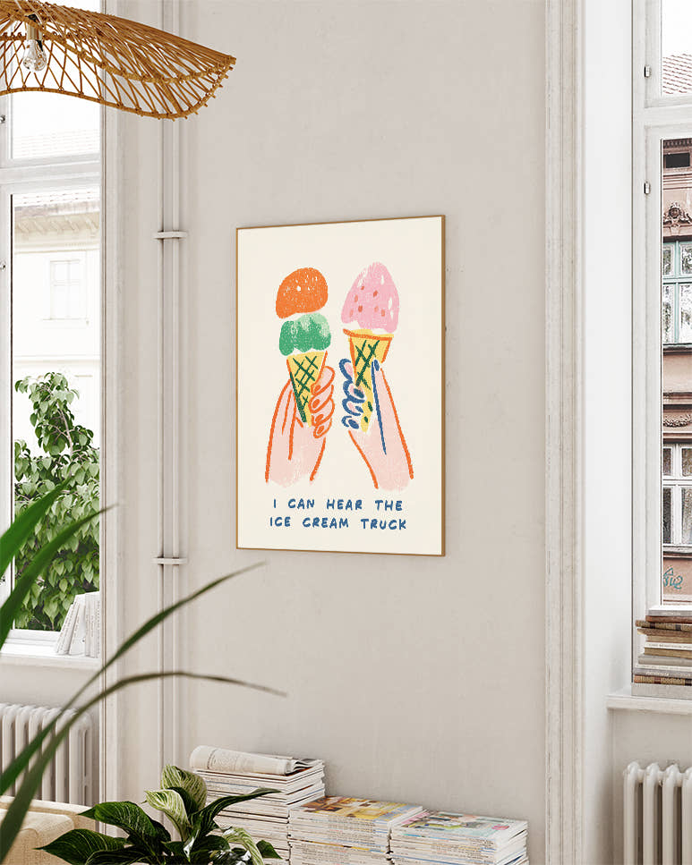 Illustrations Poster – Ice Cream Time Poster – FineArt Wandbild, moderne Kunst &amp; Fine Art Print von Spawnd, handgefertigt &amp; Made in Germany