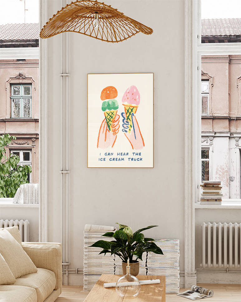 Illustrations Poster – Ice Cream Time Poster – FineArt Wandbild, moderne Kunst &amp; Fine Art Print von Spawnd, handgefertigt &amp; Made in Germany