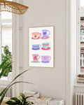 Kaffeetassen Poster Illustration – Coffee Cups Poster – FineArt Wandbild, moderne Kunst & Fine Art Print von Spawnd, handgefertigt & Made in Germany
