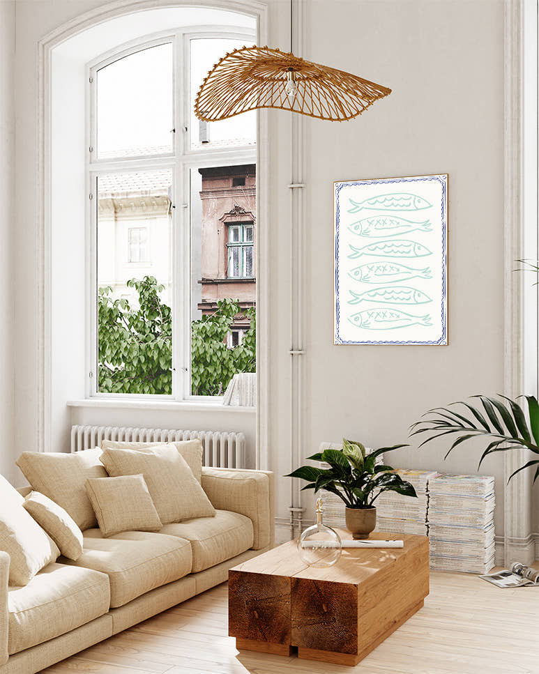 Maritimes Küchenposter – Fish Pattern Poster – FineArt Wandbild, moderne Kunst &amp; Fine Art Print von Spawnd, handgefertigt &amp; Made in Germany
