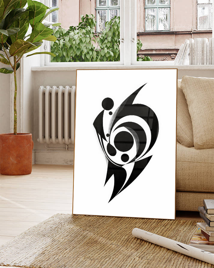 Minimalistisches Formen Poster Schwarz Weiß – Visual Suspension Poster – FineArt Wandbild, moderne Kunst &amp; Fine Art Print von Spawnd, handgefertigt &amp; Made in Germany