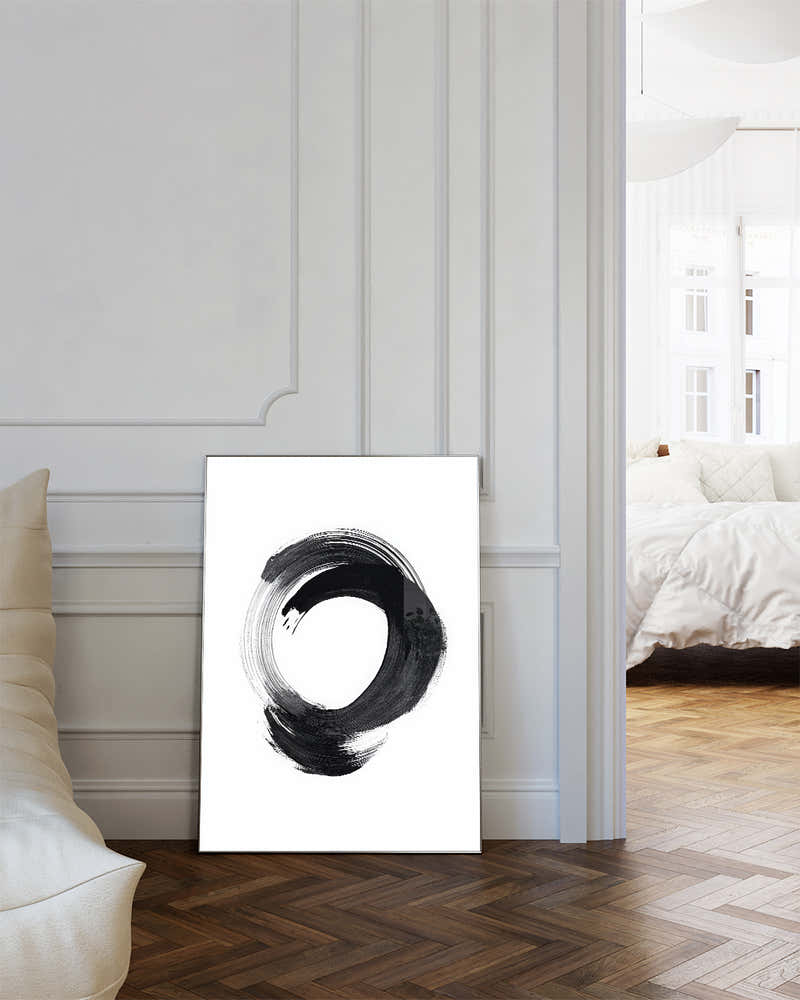 Minimalistisches Kreis Pinsel Poster – Dark Balance Poster – FineArt Wandbild, moderne Kunst & Fine Art Print von Spawnd, handgefertigt & Made in Germany