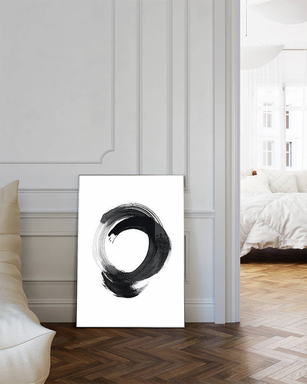 Minimalistisches Kreis Pinsel Poster – Dark Balance Poster – FineArt Wandbild, moderne Kunst &amp; Fine Art Print von Spawnd, handgefertigt &amp; Made in Germany