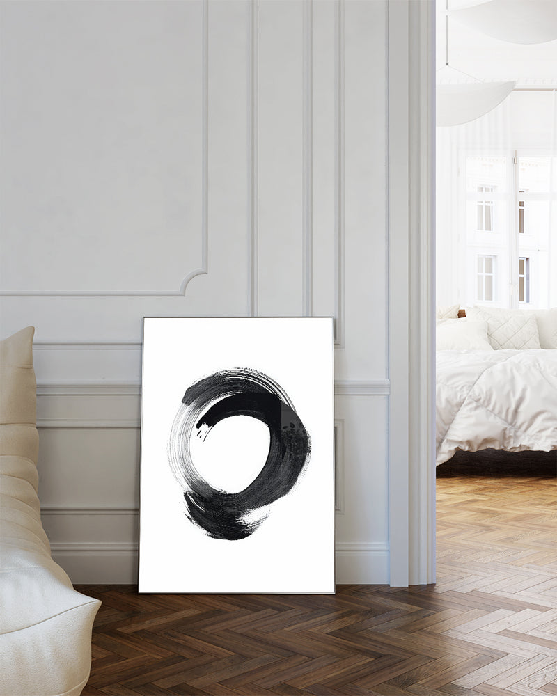 Minimalistisches Kreis Pinsel Poster – Dark Balance Poster – FineArt Wandbild, moderne Kunst & Fine Art Print von Spawnd, handgefertigt & Made in Germany