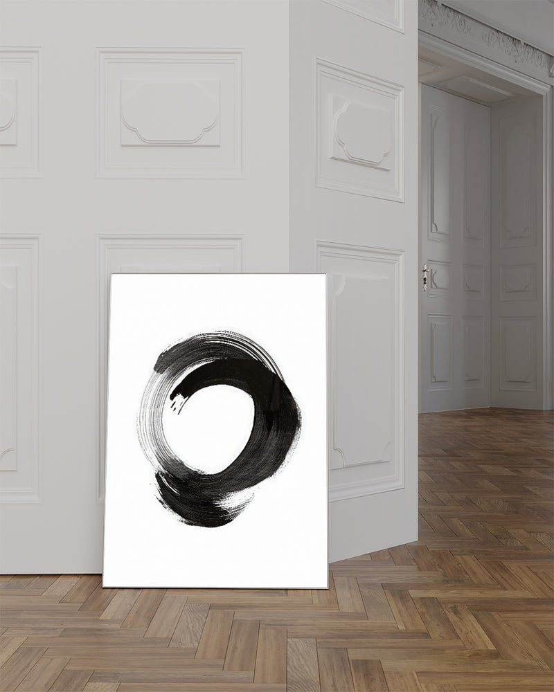 Minimalistisches Kreis Pinsel Poster – Dark Balance Poster – FineArt Wandbild, moderne Kunst & Fine Art Print von Spawnd, handgefertigt & Made in Germany