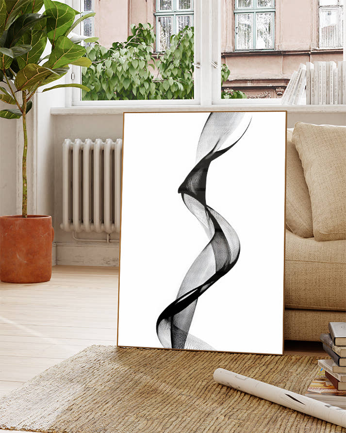 Minimalistisches Linien Poster Schwarz Weiß – Soft Boundary Poster – FineArt Wandbild, moderne Kunst &amp; Fine Art Print von Spawnd, handgefertigt &amp; Made in Germany