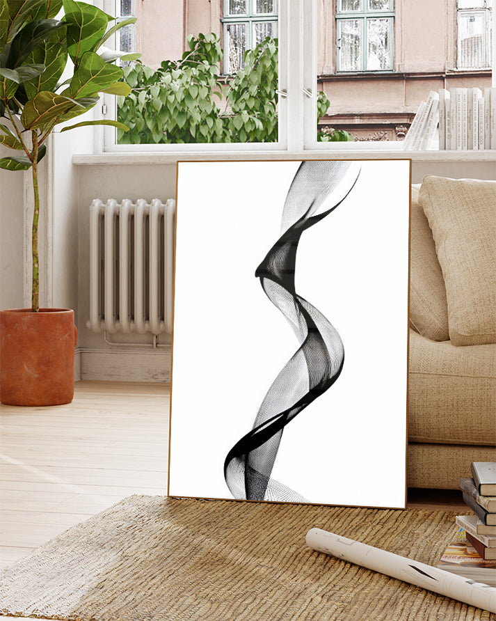 Minimalistisches Linien Poster Schwarz Weiß – Soft Boundary Poster – FineArt Wandbild, moderne Kunst & Fine Art Print von Spawnd, handgefertigt & Made in Germany