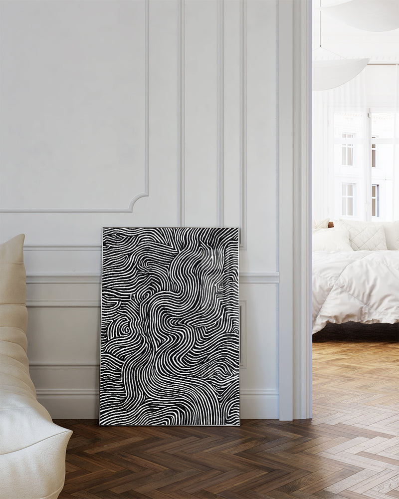 Minimalistisches Struktur Poster Schwarz Weiß – Mono Field Poster – FineArt Wandbild, moderne Kunst & Fine Art Print von Spawnd, handgefertigt & Made in Germany