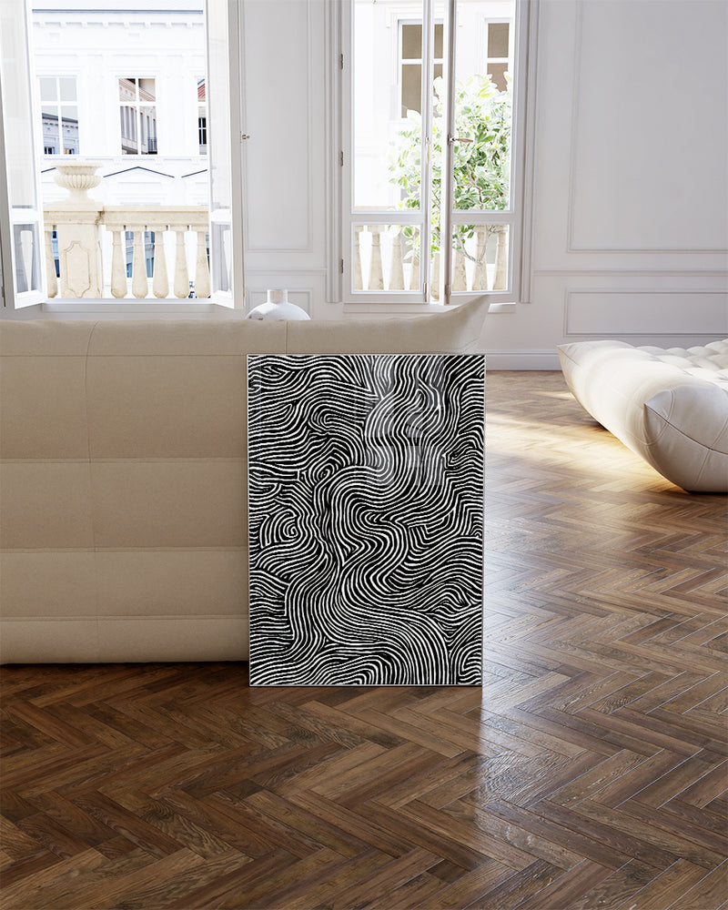 Minimalistisches Struktur Poster Schwarz Weiß – Mono Field Poster – FineArt Wandbild, moderne Kunst & Fine Art Print von Spawnd, handgefertigt & Made in Germany