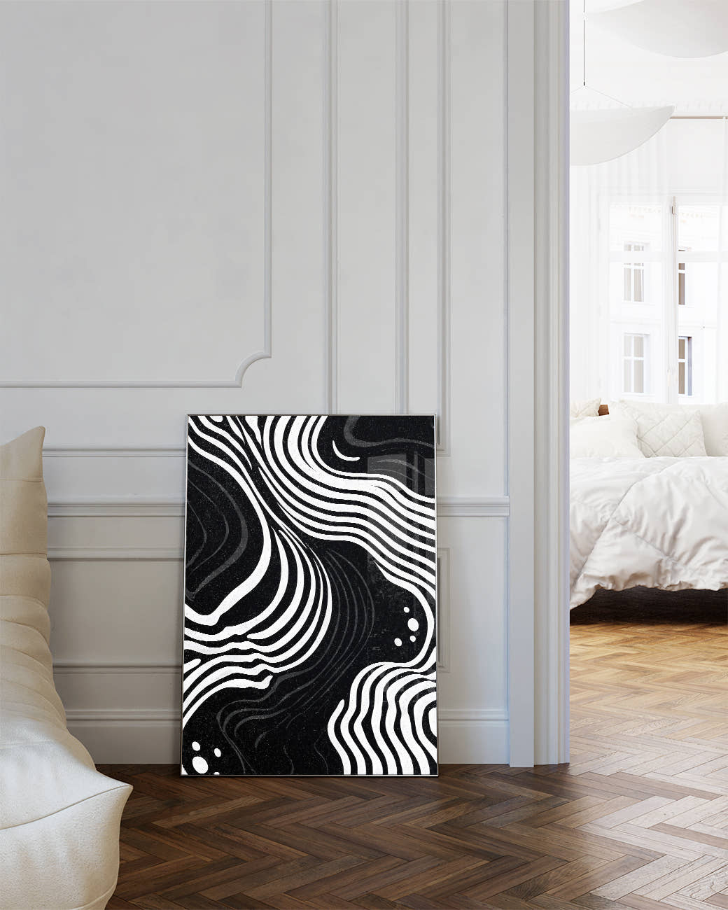 Modernes Linien Muster Poster – Mono Structure Poster – FineArt Wandbild, moderne Kunst &amp; Fine Art Print von Spawnd, handgefertigt &amp; Made in Germany