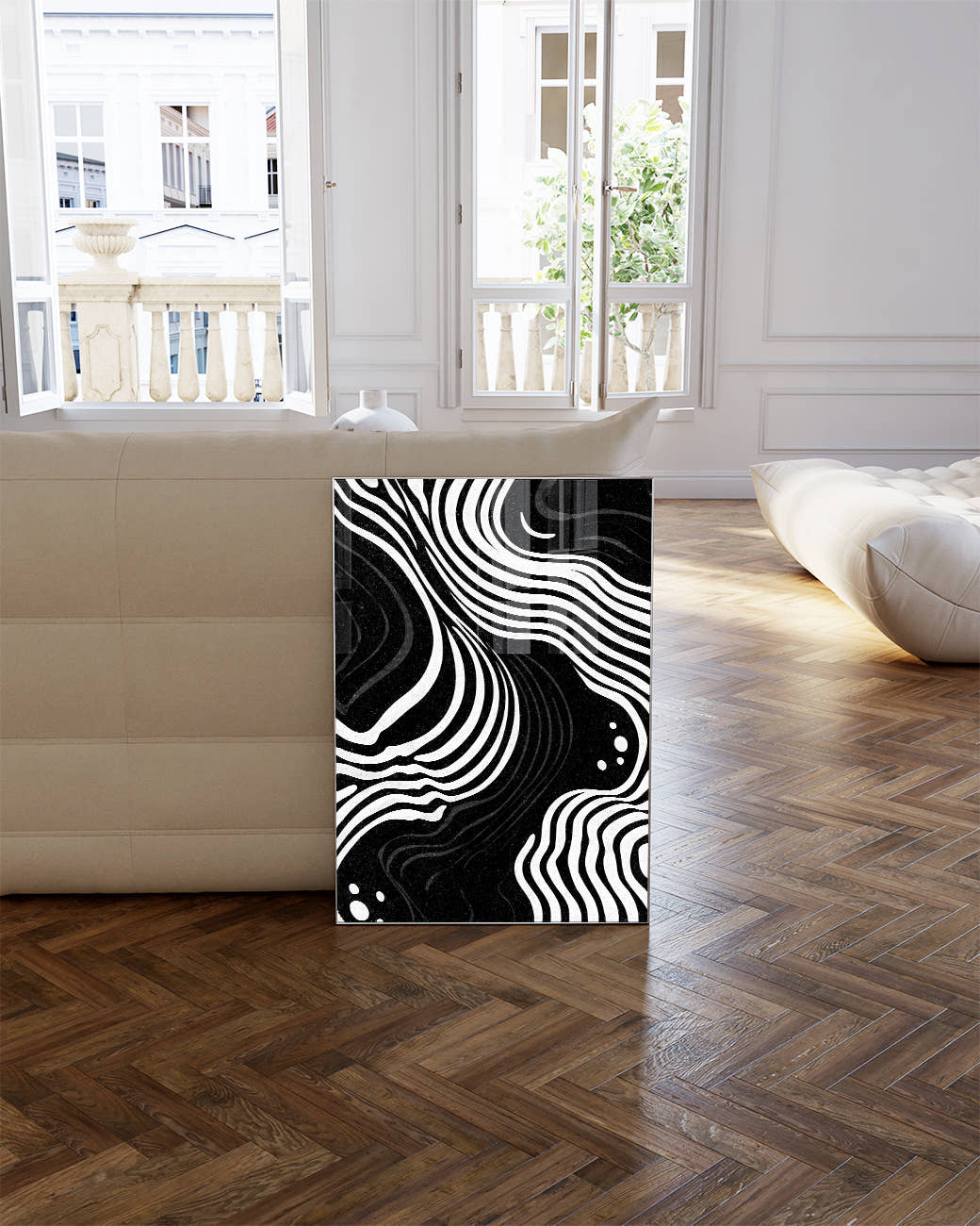 Modernes Linien Muster Poster – Mono Structure Poster – FineArt Wandbild, moderne Kunst &amp; Fine Art Print von Spawnd, handgefertigt &amp; Made in Germany