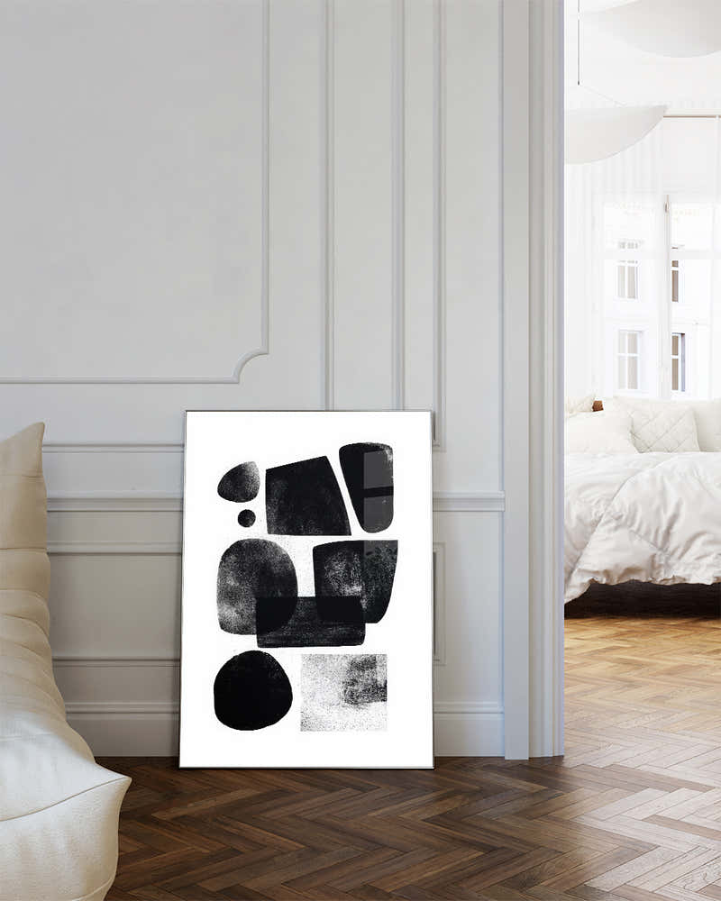 Modernes Schwarz Weiß Grafik Poster – Graphic Flow Poster – FineArt Wandbild, moderne Kunst & Fine Art Print von Spawnd, handgefertigt & Made in Germany