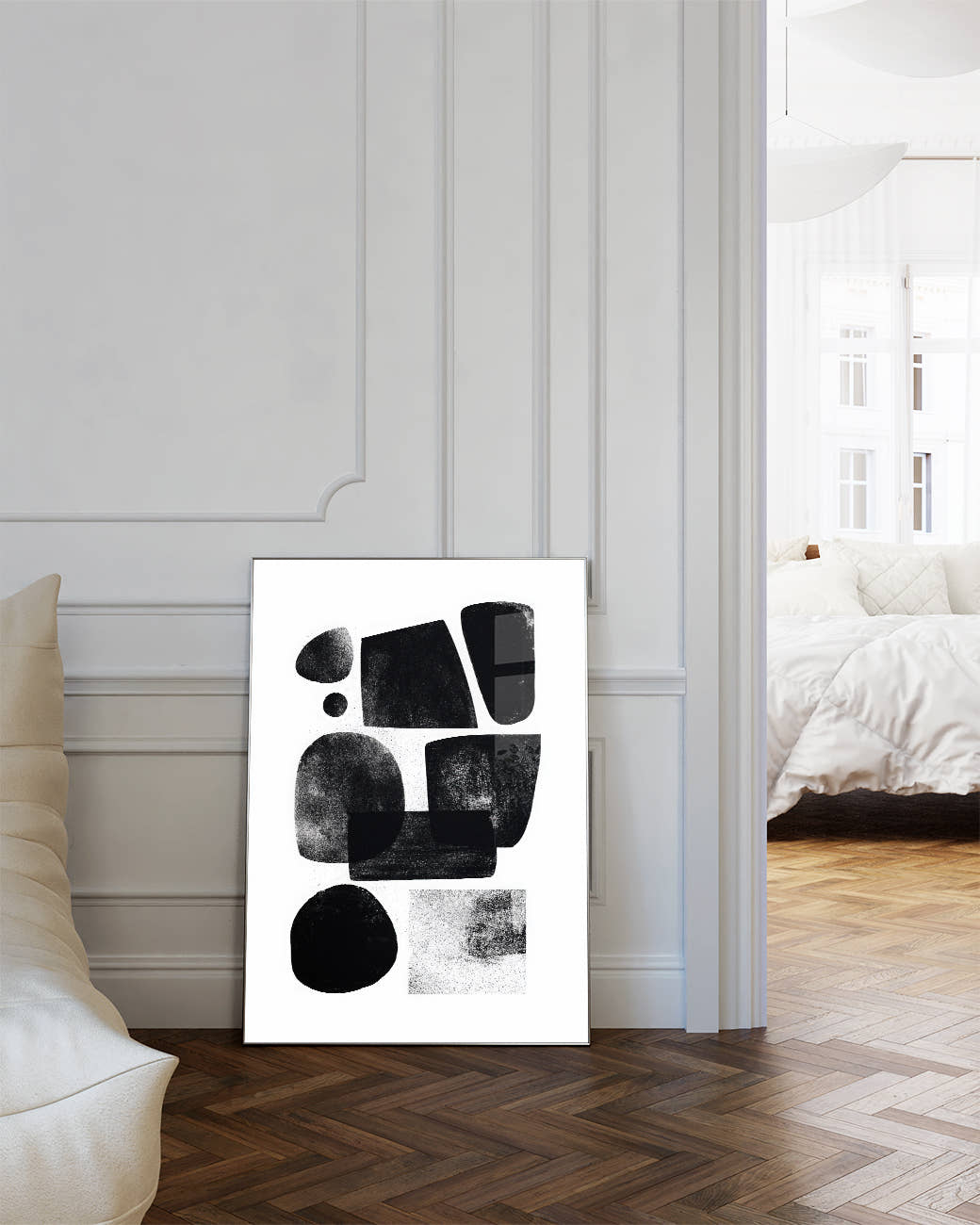 Modernes Schwarz Weiß Grafik Poster – Graphic Flow Poster – FineArt Wandbild, moderne Kunst &amp; Fine Art Print von Spawnd, handgefertigt &amp; Made in Germany