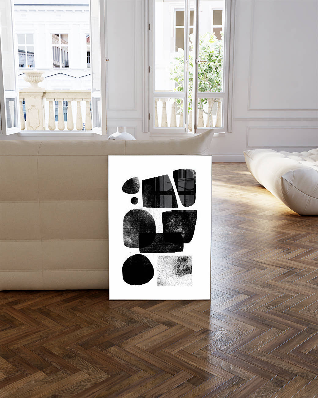 Modernes Schwarz Weiß Grafik Poster – Graphic Flow Poster – FineArt Wandbild, moderne Kunst &amp; Fine Art Print von Spawnd, handgefertigt &amp; Made in Germany