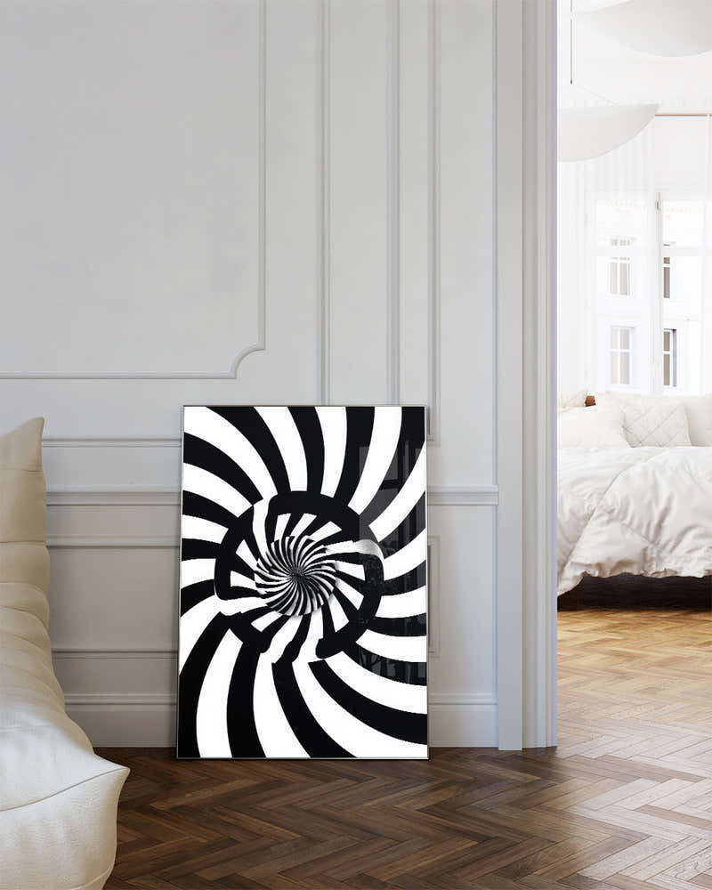 Modernes Schwarz Weiß Kreis Formen Poster – Inner Balance Poster – FineArt Wandbild, moderne Kunst & Fine Art Print von Spawnd, handgefertigt & Made in Germany