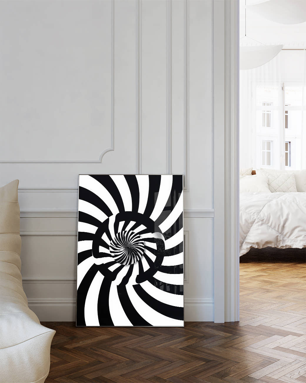 Modernes Schwarz Weiß Kreis Formen Poster – Inner Balance Poster – FineArt Wandbild, moderne Kunst &amp; Fine Art Print von Spawnd, handgefertigt &amp; Made in Germany