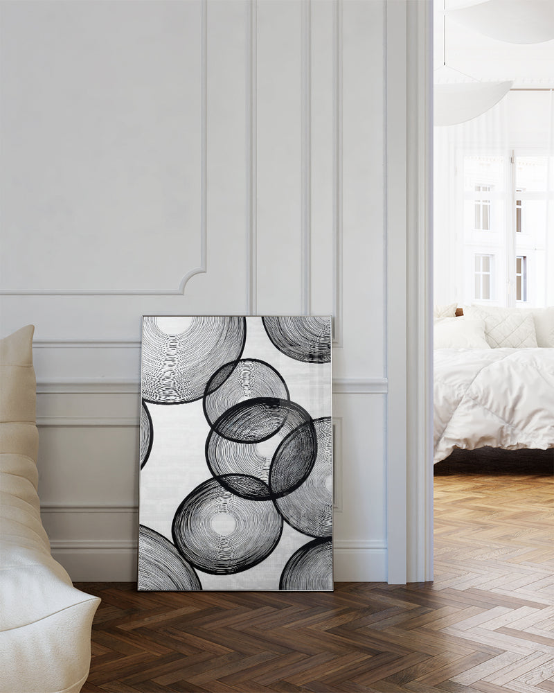 Modernes Schwarz Weiß Kreise Poster – Mono Continuum Poster – FineArt Wandbild, moderne Kunst & Fine Art Print von Spawnd, handgefertigt & Made in Germany