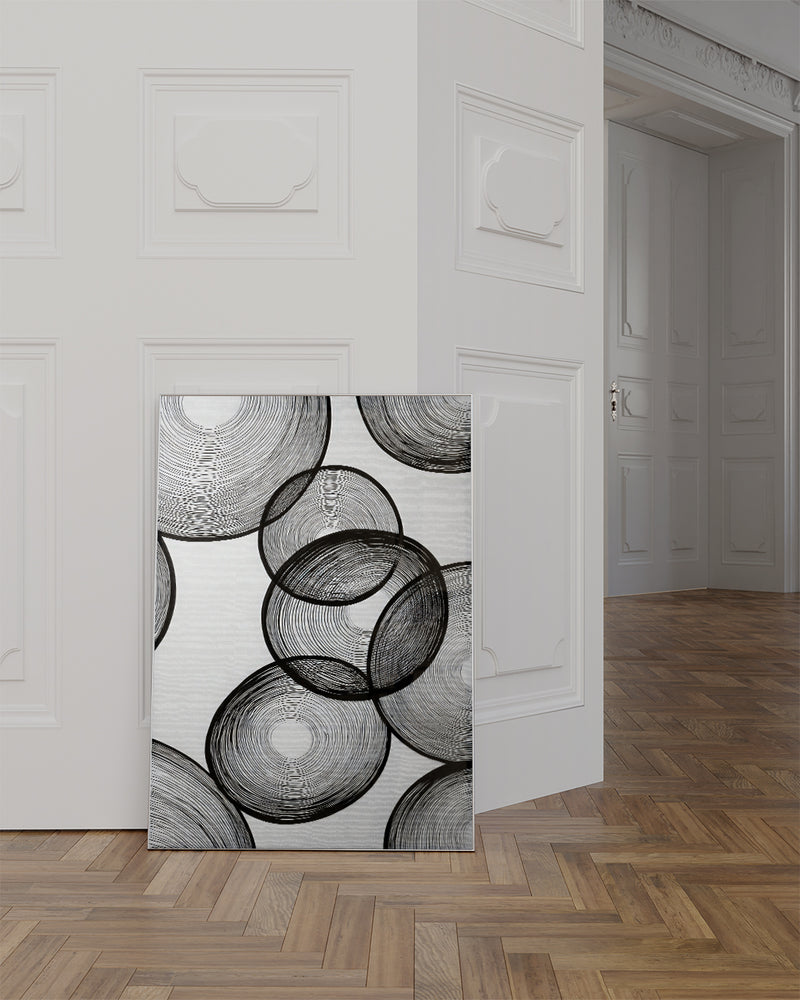 Modernes Schwarz Weiß Kreise Poster – Mono Continuum Poster – FineArt Wandbild, moderne Kunst & Fine Art Print von Spawnd, handgefertigt & Made in Germany