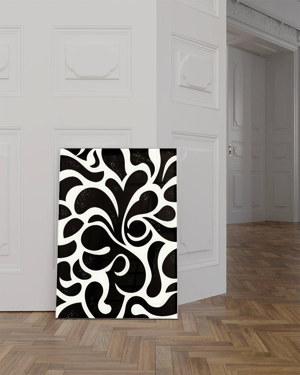 Modernes Schwarz Weiß Linien Wandbild – Abstract Trace Poster – FineArt Wandbild, moderne Kunst &amp; Fine Art Print von Spawnd, handgefertigt &amp; Made in Germany