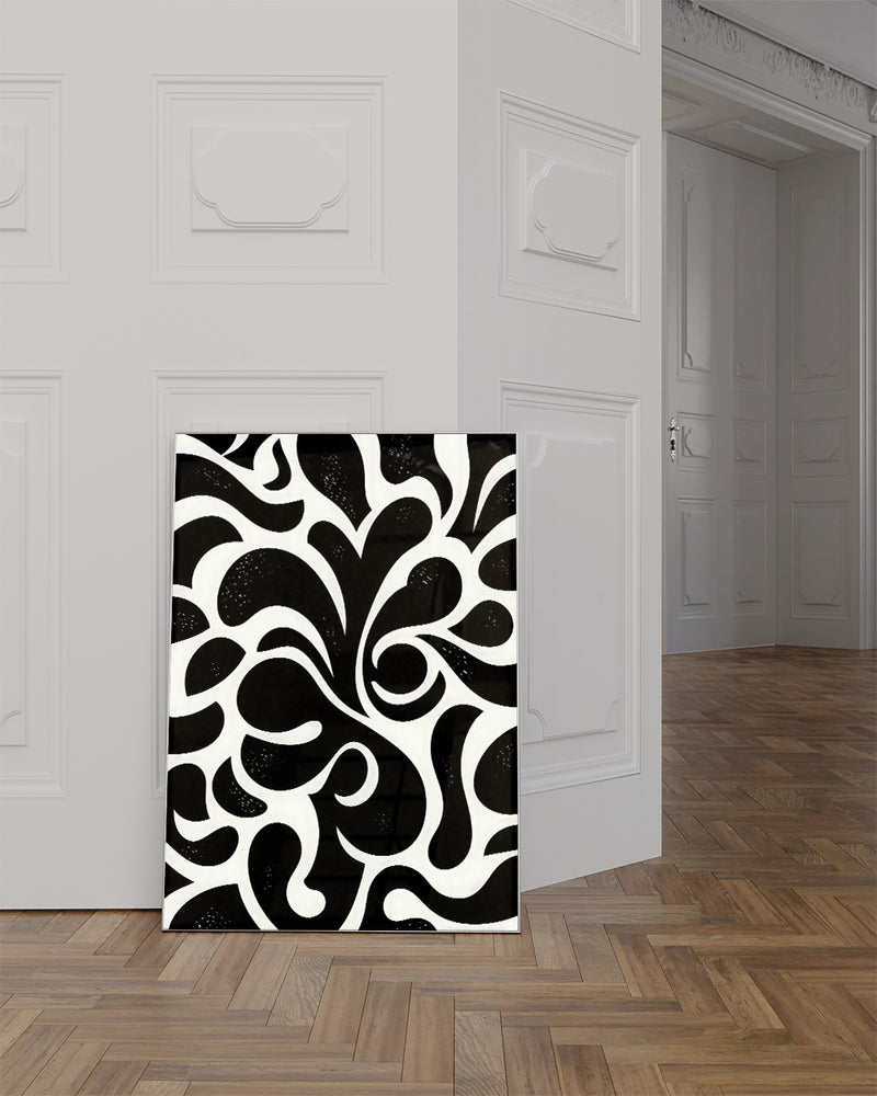 Modernes Schwarz Weiß Linien Wandbild – Abstract Trace Poster – FineArt Wandbild, moderne Kunst & Fine Art Print von Spawnd, handgefertigt & Made in Germany