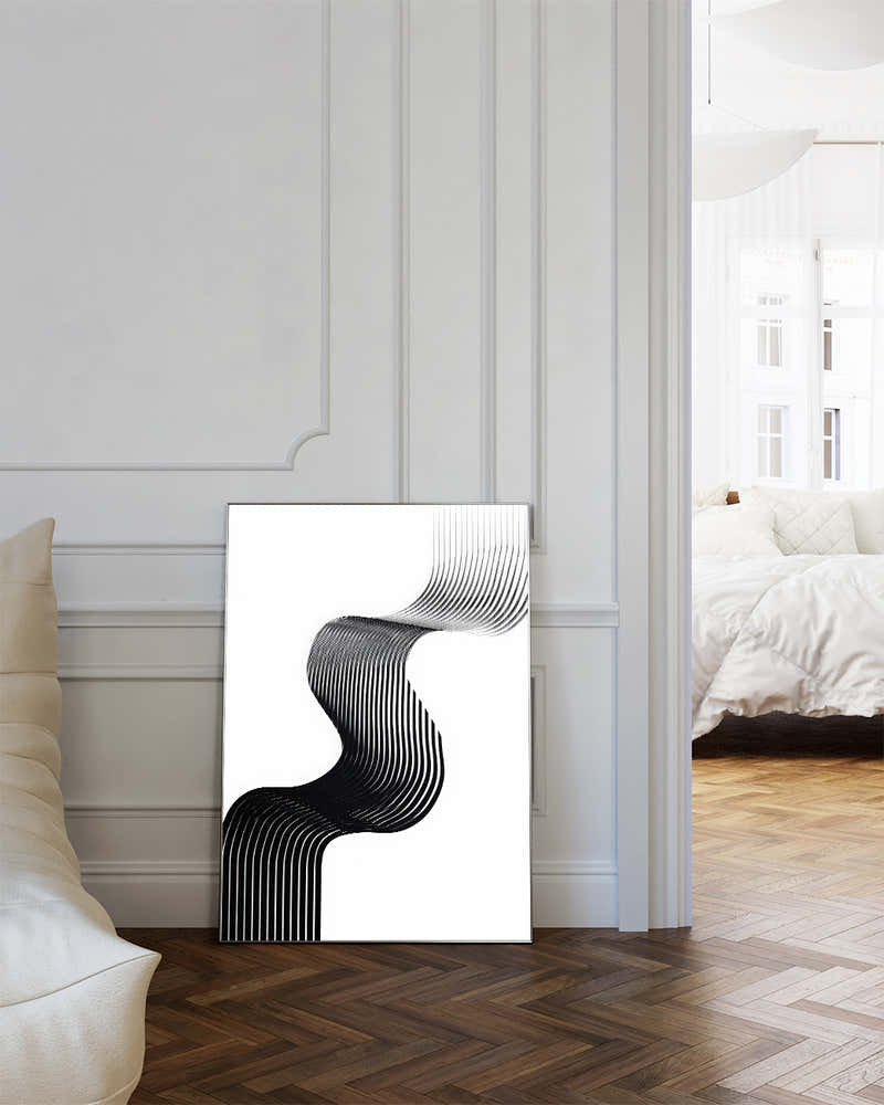Modernes Schwarz Weiß Linienposter – Black Contour Poster – FineArt Wandbild, moderne Kunst & Fine Art Print von Spawnd, handgefertigt & Made in Germany
