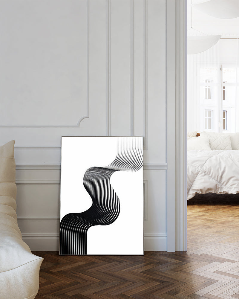 Modernes Schwarz Weiß Linienposter – Black Contour Poster – FineArt Wandbild, moderne Kunst & Fine Art Print von Spawnd, handgefertigt & Made in Germany
