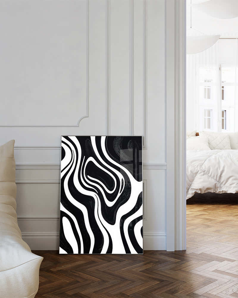 Modernes Schwarz Weiß Pinsel Wandbild – Dark Resolve Poster – FineArt Wandbild, moderne Kunst & Fine Art Print von Spawnd, handgefertigt & Made in Germany