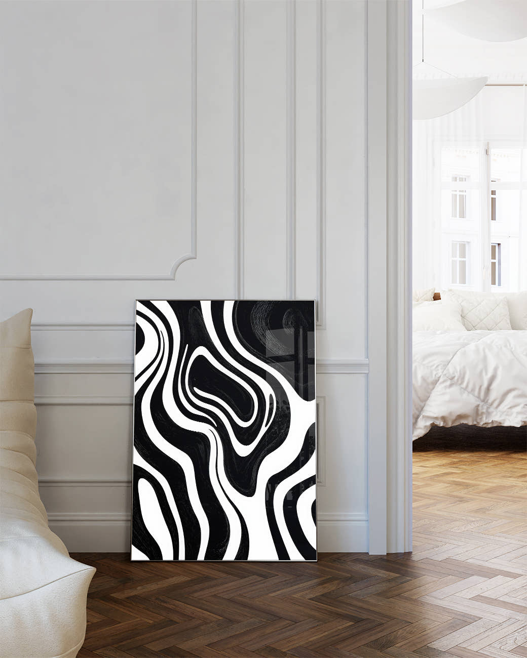 Modernes Schwarz Weiß Pinsel Wandbild – Dark Resolve Poster – FineArt Wandbild, moderne Kunst &amp; Fine Art Print von Spawnd, handgefertigt &amp; Made in Germany